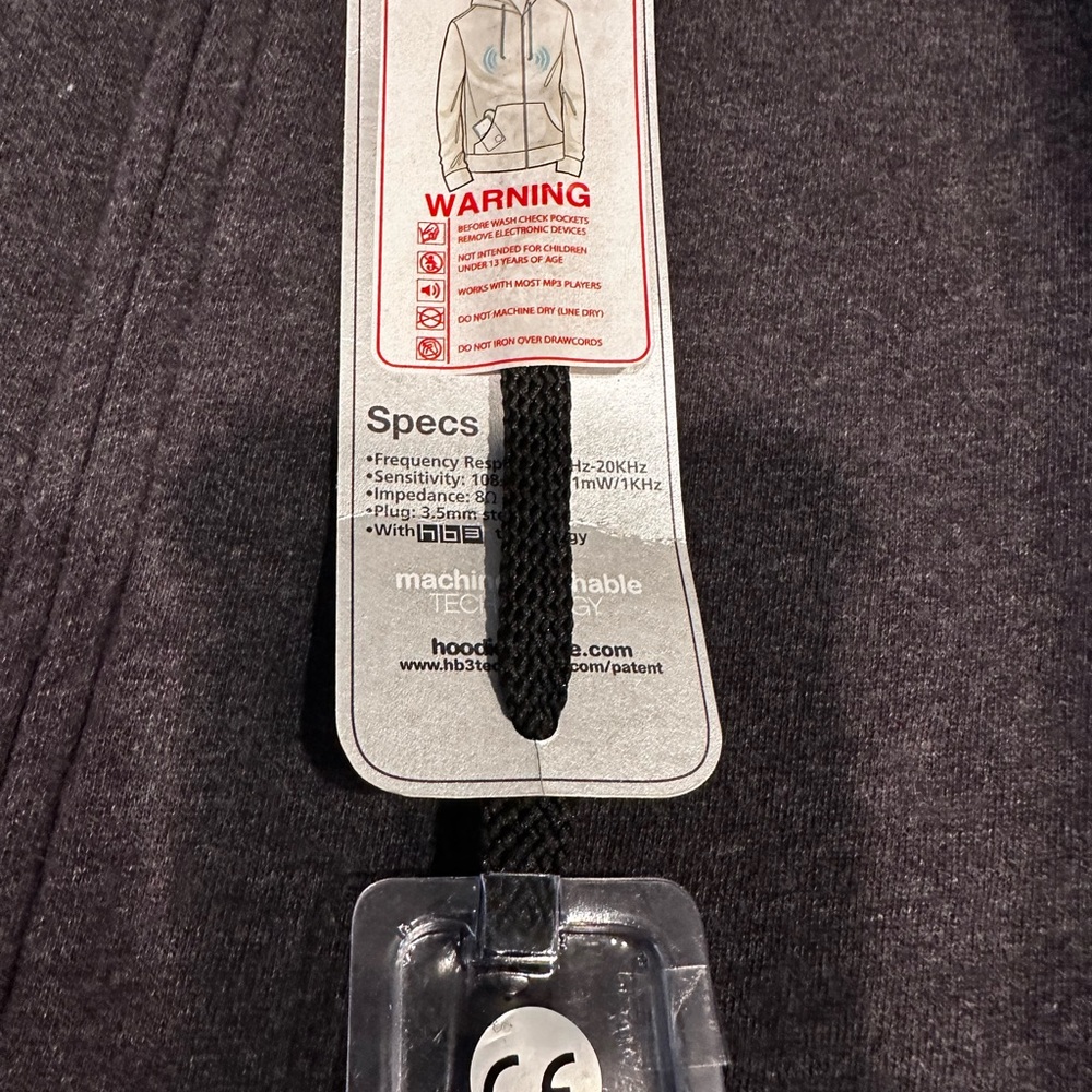 Hoodiebuddie Charcoal Zip-Up Hoodie with Earbuds - Picture 4 of 9